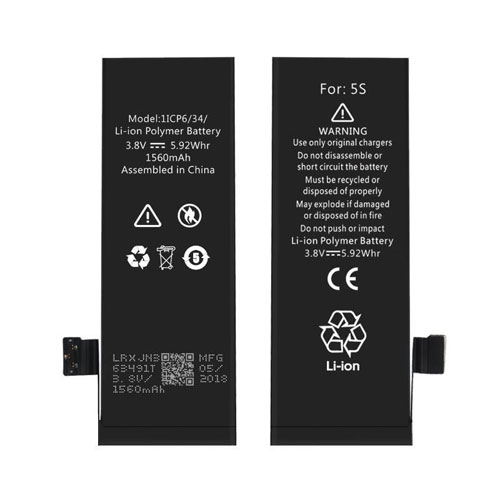 For iPhone 5S Battery Replacement 1560mAh